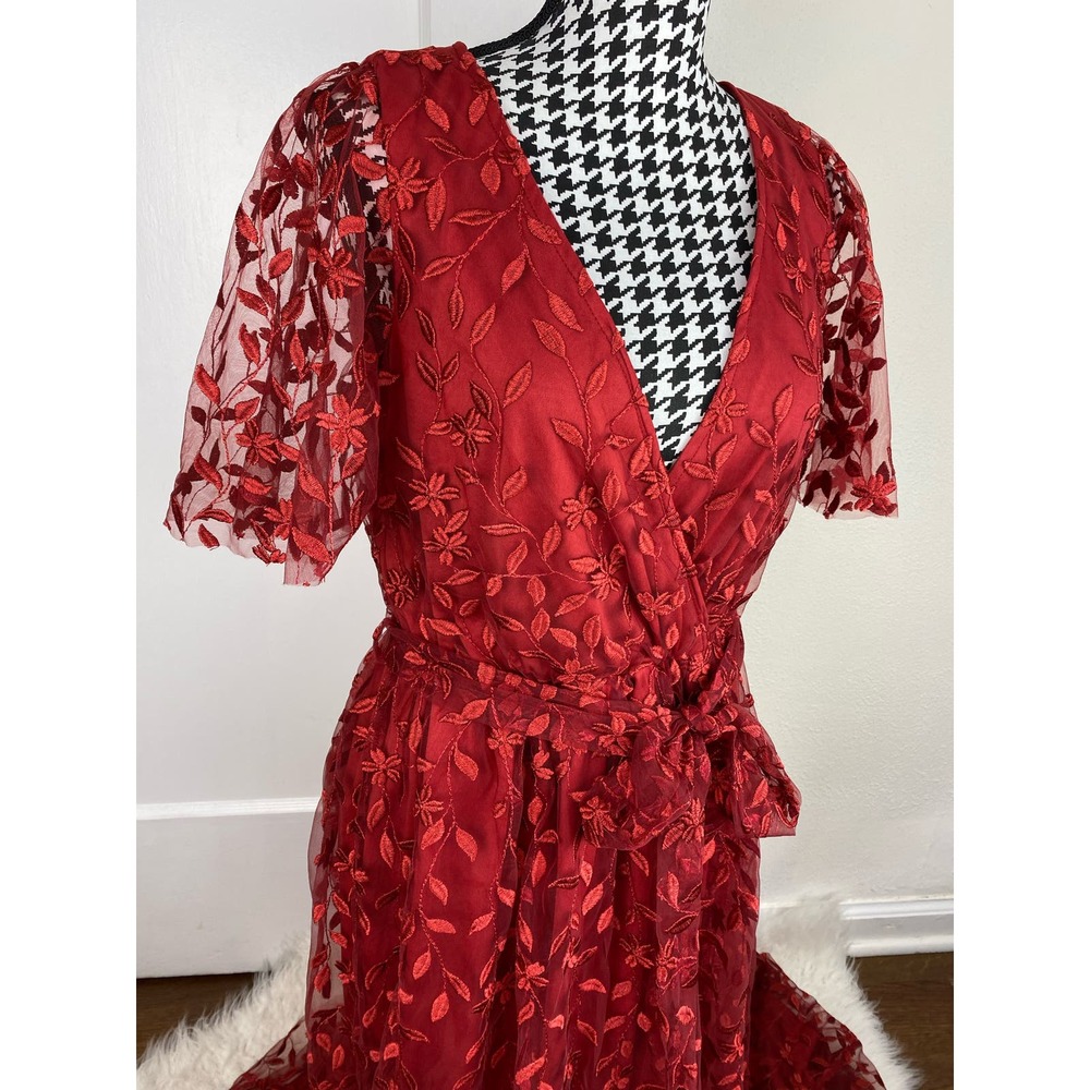 NWT Baltic Born Size M Crimson Red Marseille Embossed Maxi Dress